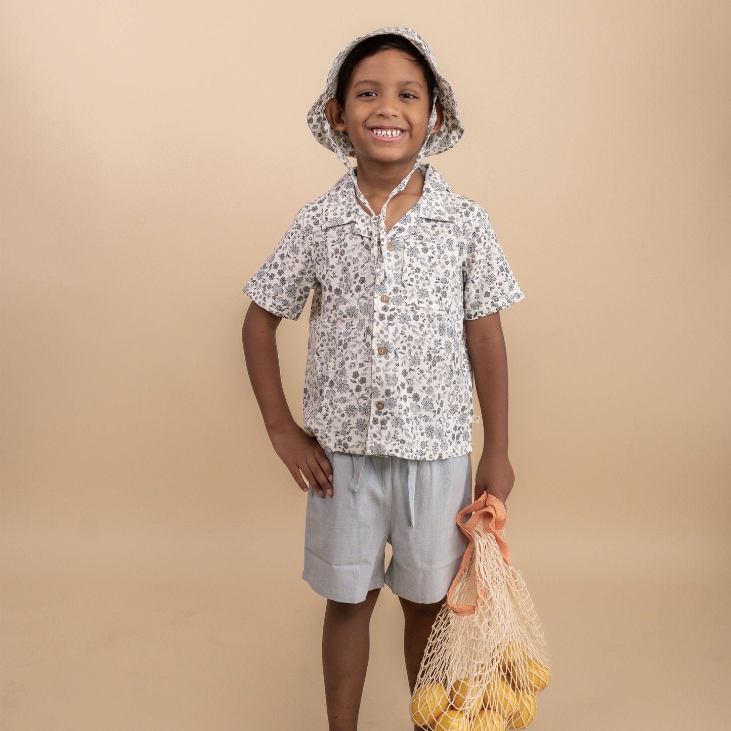 Organic Shirt & Shorts Set - Blue Petunia
