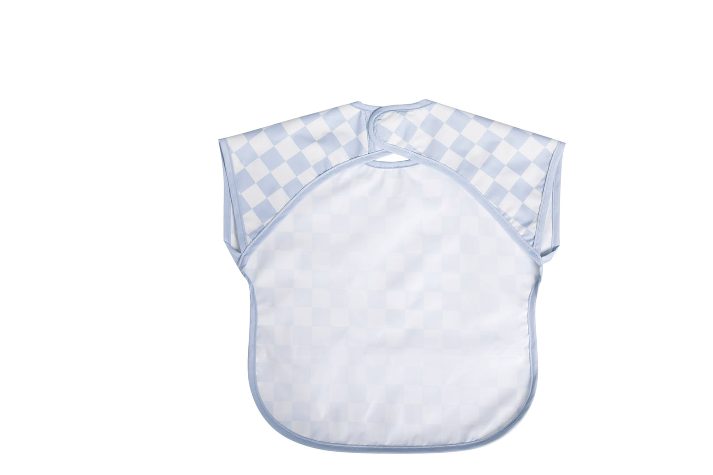 Smock Bib for Baby & Toddler Short Sleeve (Blue Checkers)