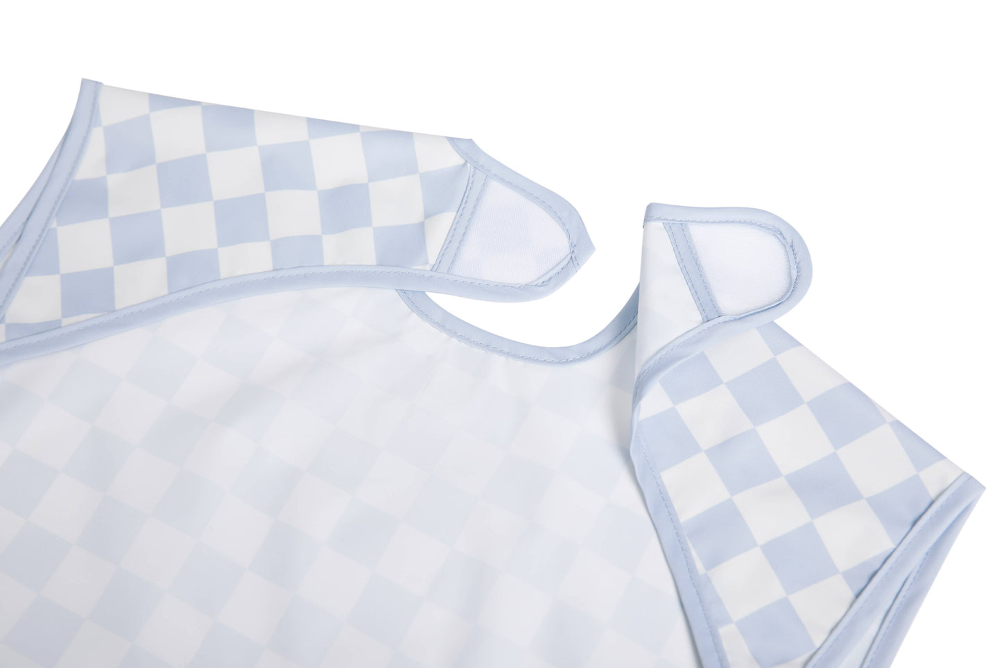 Smock Bib for Baby & Toddler Short Sleeve (Blue Checkers)