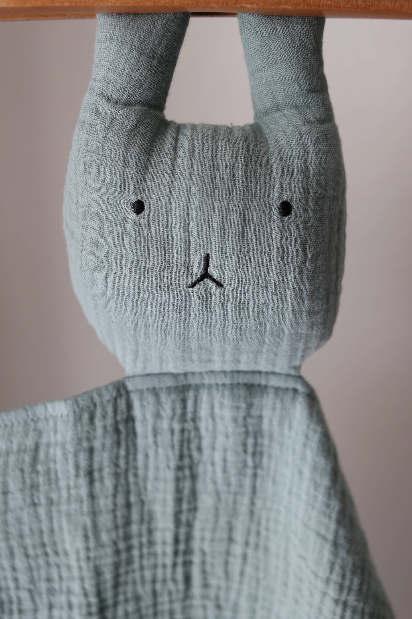 Organic Cotton Muslin Sage Bunny Lovey Blanket | Easter