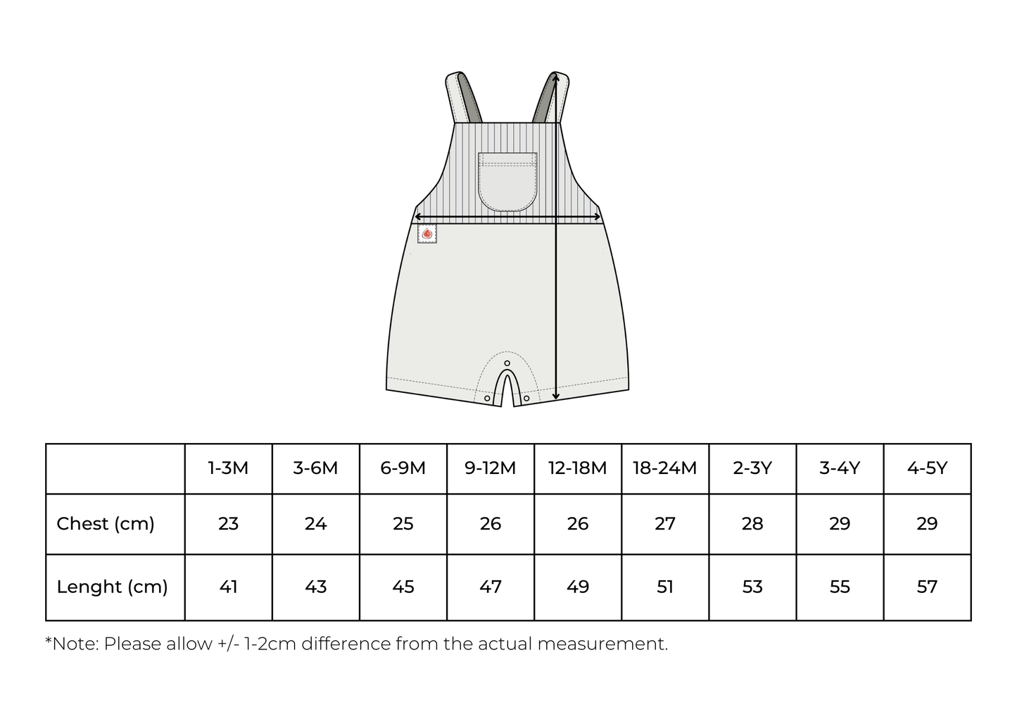 Baby / Kids Striped Overalls Fig Detail 100% Cotton
