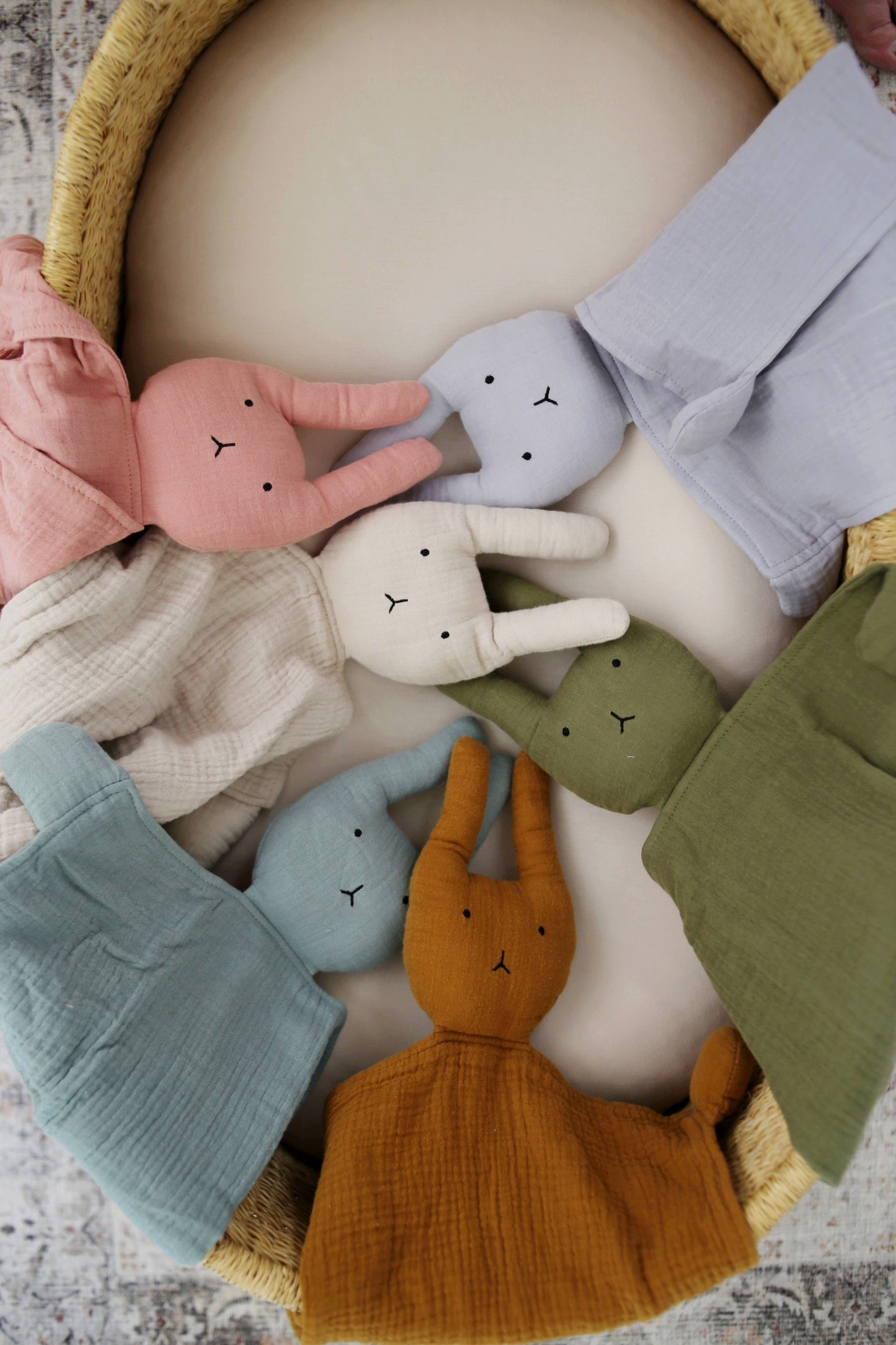 Organic Cotton Muslin Sage Bunny Lovey Blanket | Easter
