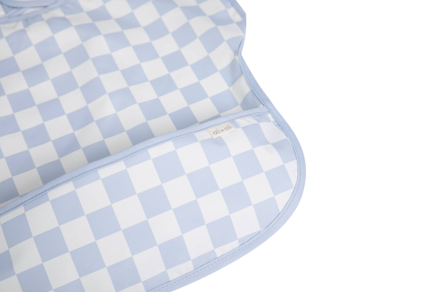 Smock Bib for Baby & Toddler Short Sleeve (Blue Checkers)