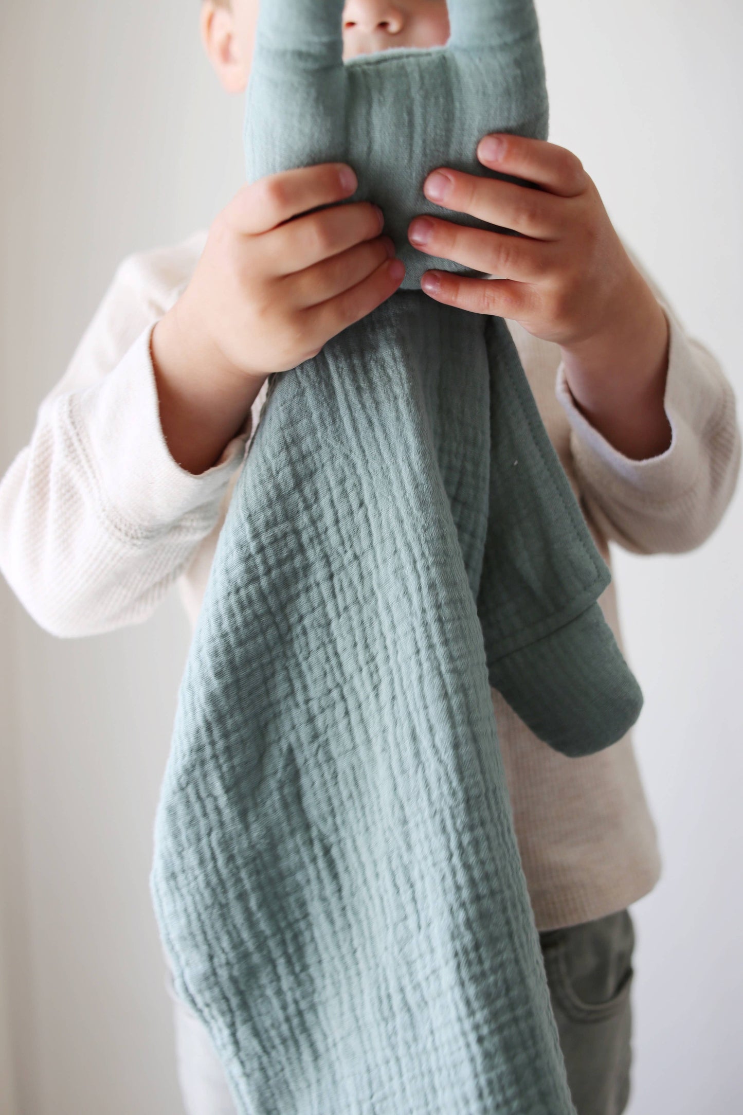 Organic Cotton Muslin Sage Bunny Lovey Blanket | Easter