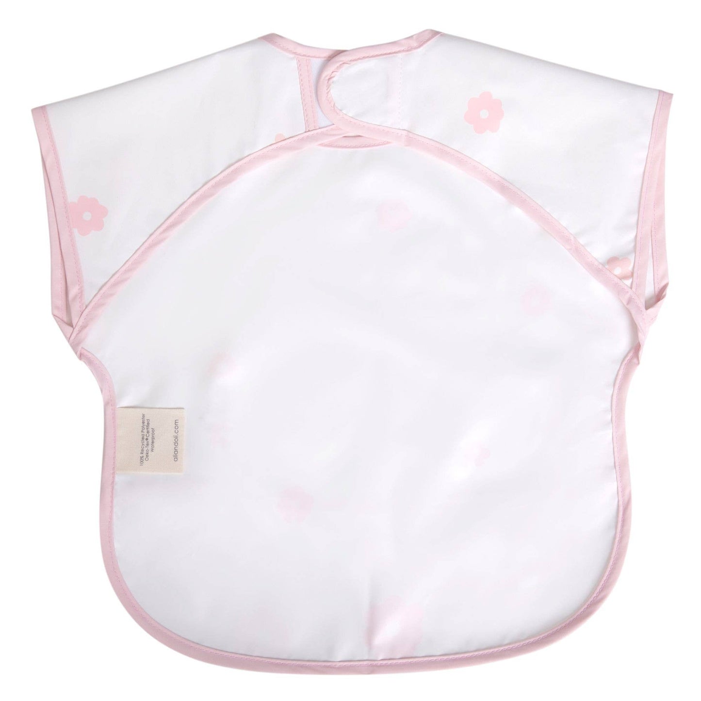 Smock Bib for Baby & Toddler Short Sleeve (Pink Flowers)