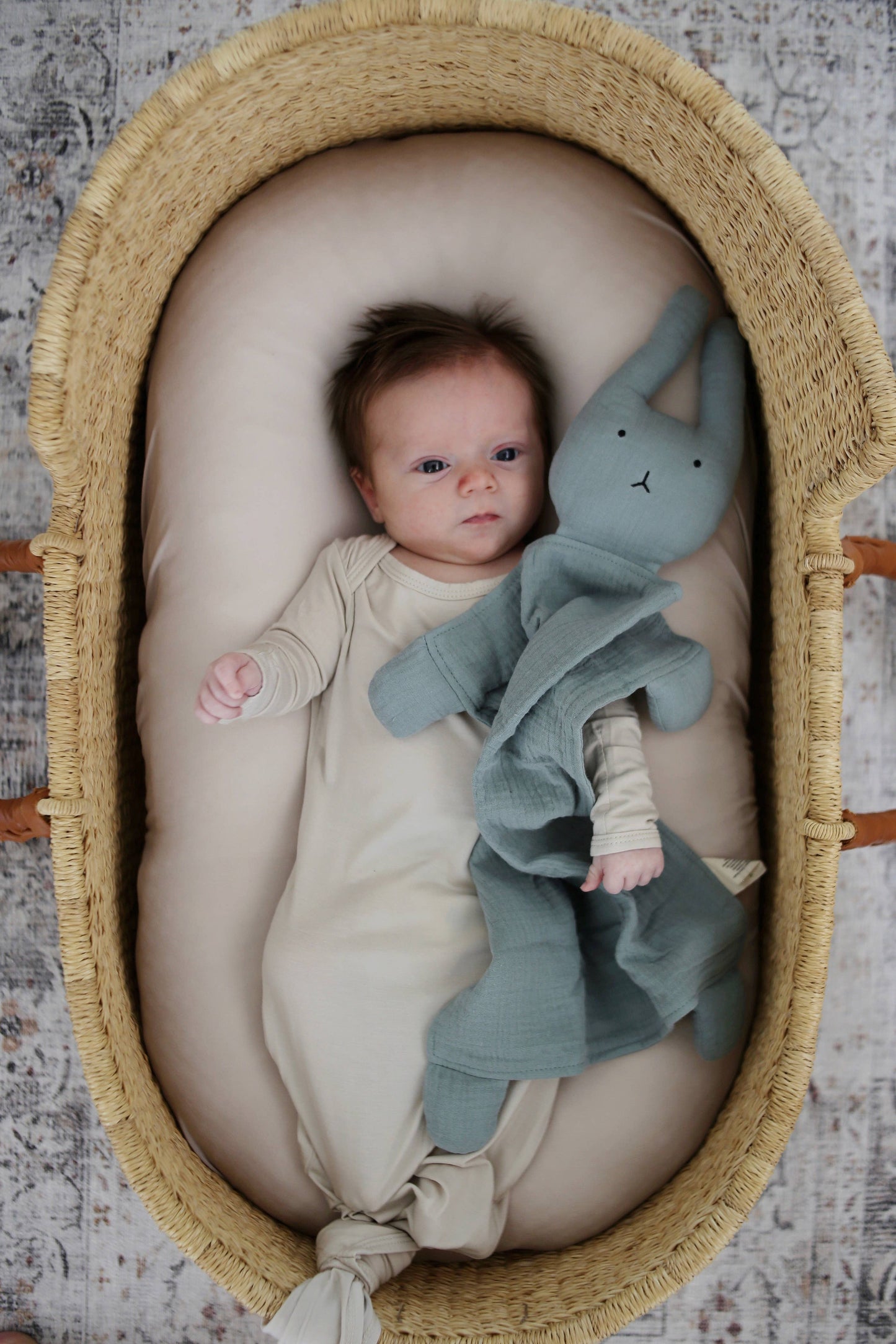 Organic Cotton Muslin Sage Bunny Lovey Blanket | Easter