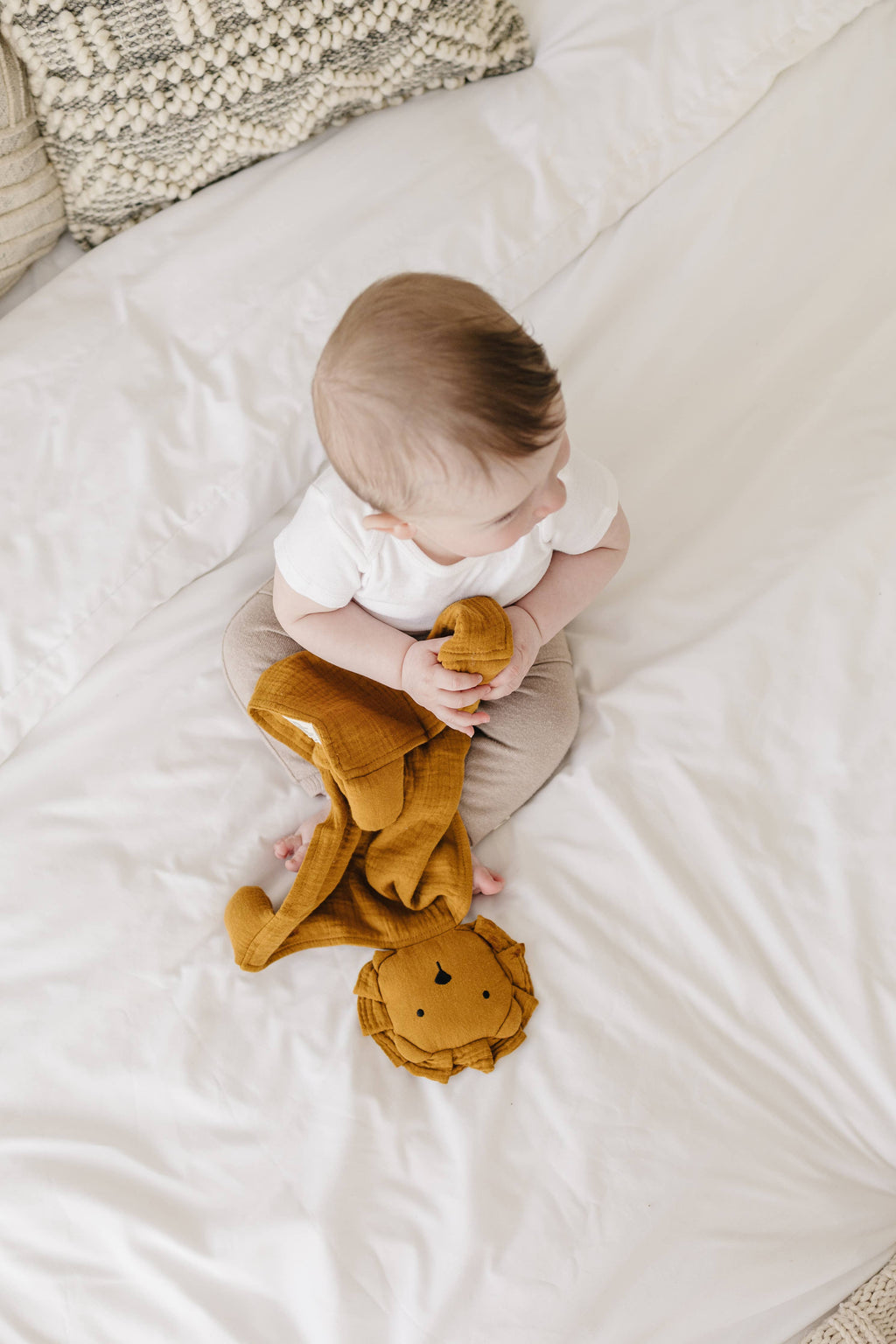 Toffee Lion Organic Cotton Muslin Lovey Blanket  