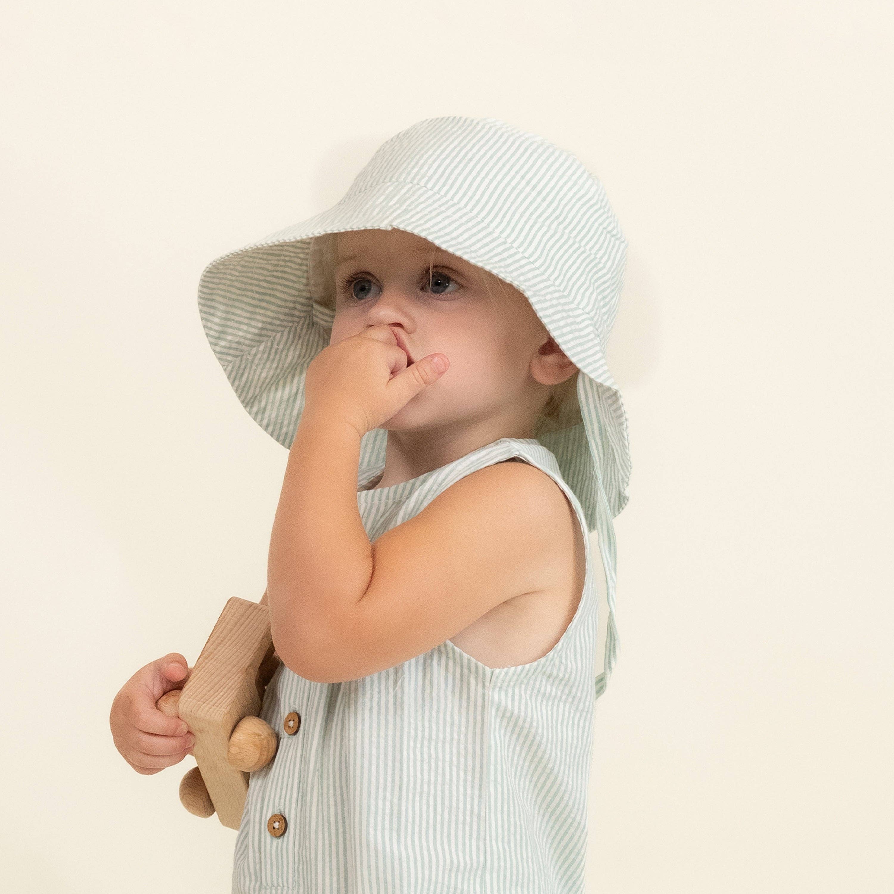 Green Striped Kids Bucket Hat