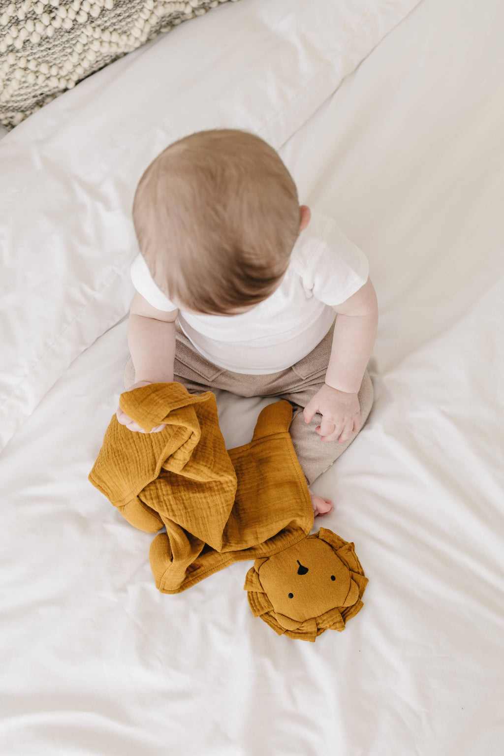 Toffee Lion Organic Cotton Muslin Lovey Blanket  