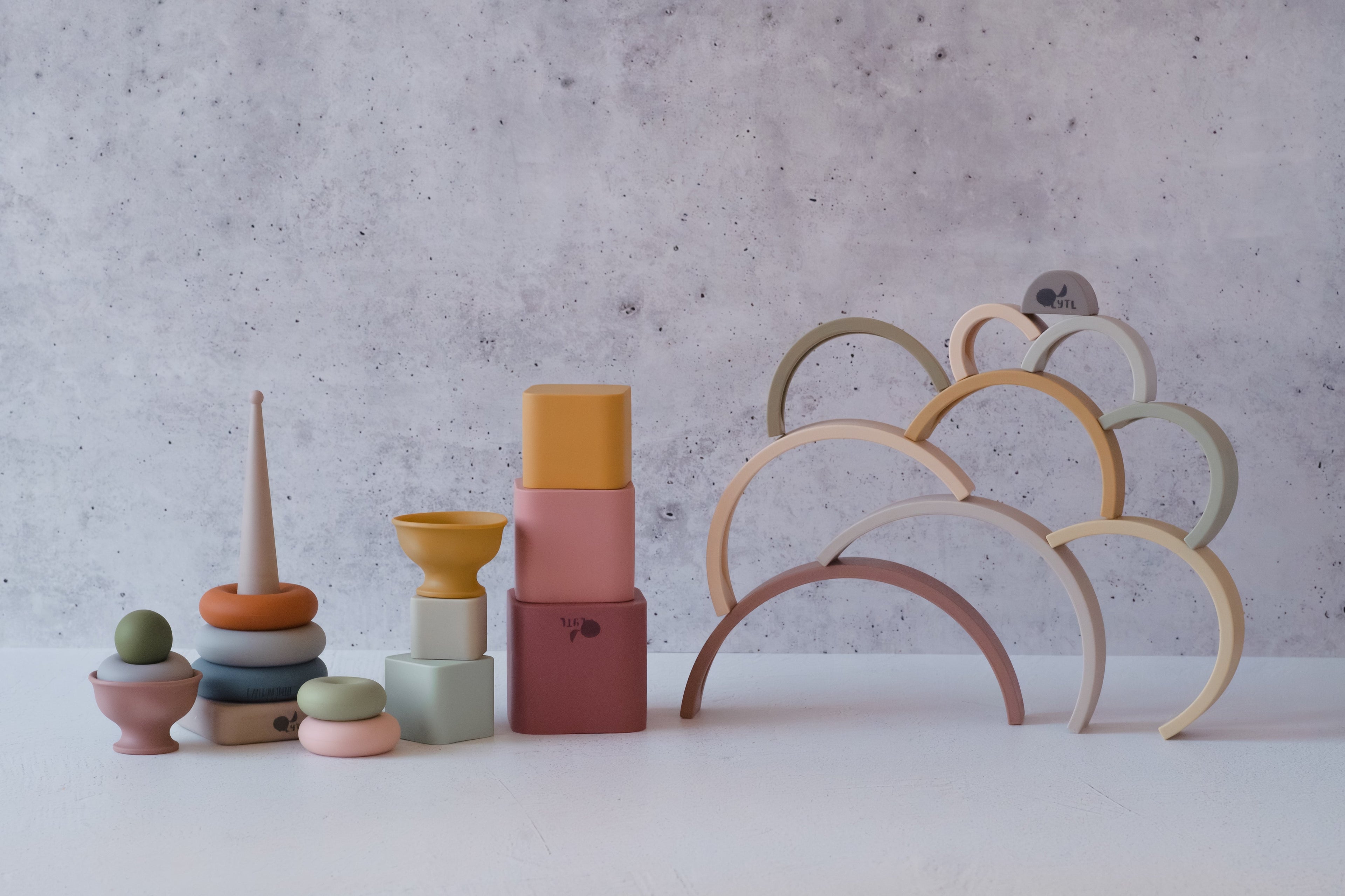 Rainbow Stacking Toy + Silicone + Teething + Montessori