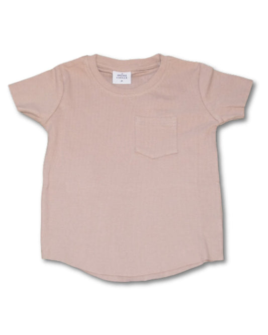 Almond Ribbed Pocket Tee - MOKEE Baby