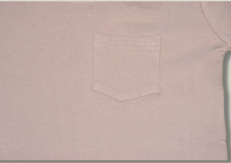 Almond Ribbed Pocket Tee - MOKEE Baby