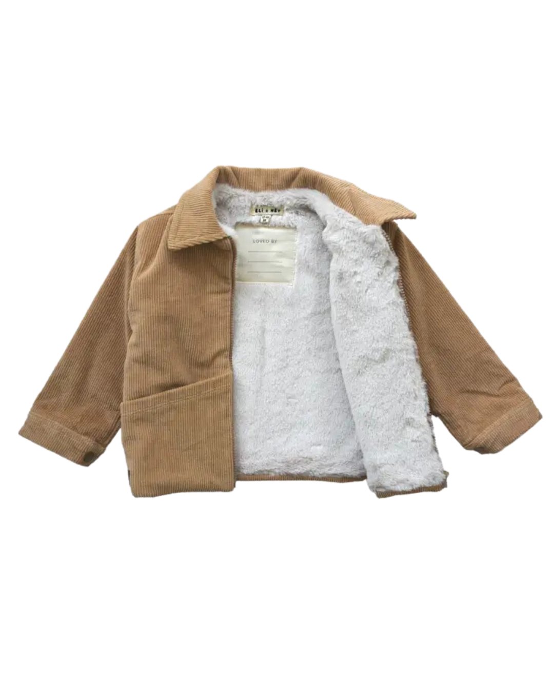 Camel Corduroy Faux-Fur Lined Jacket - MOKEE Baby