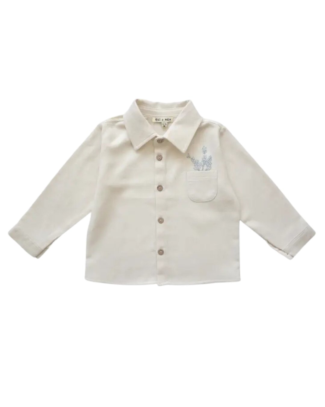 Embroidered Button Up Long Sleeve Shirt - MOKEE Baby