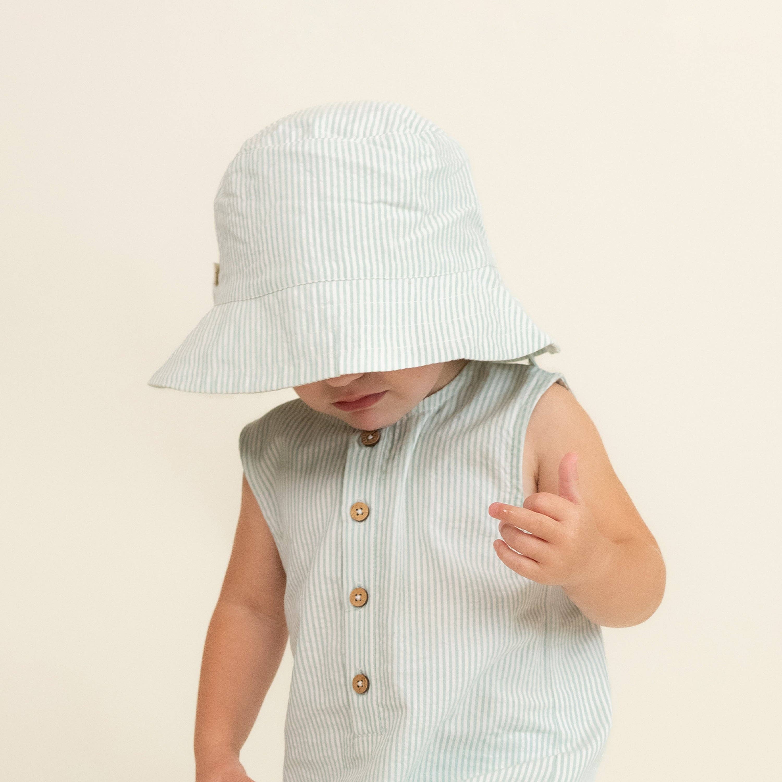 Green Striped Kids Bucket Hat