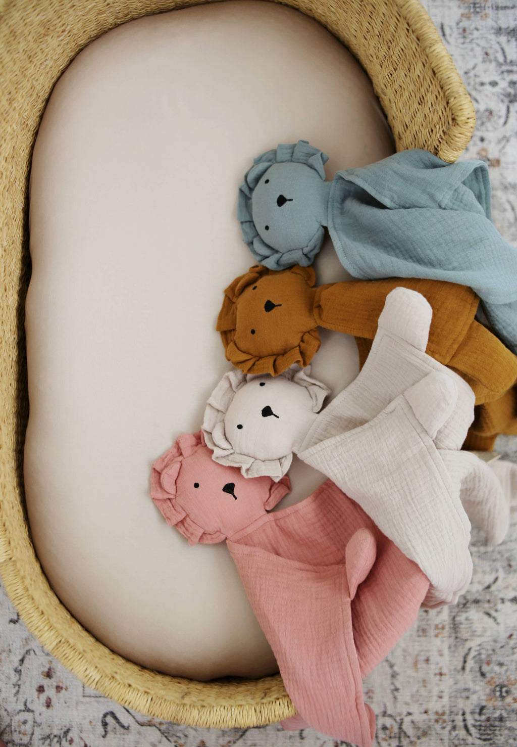 Toffee Lion Organic Cotton Muslin Lovey Blanket  