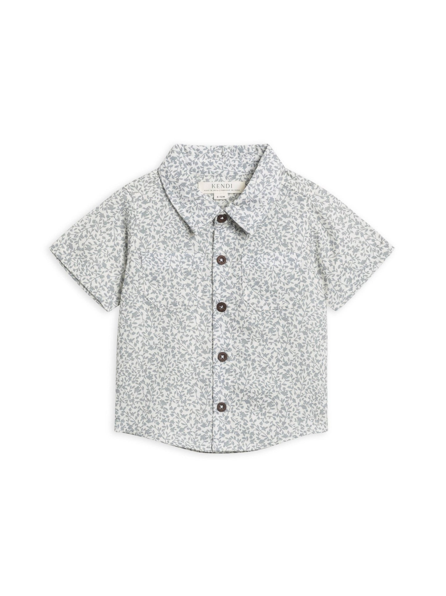 Graham Linen Collared Button Down - Edna Floral - MOKEE Baby