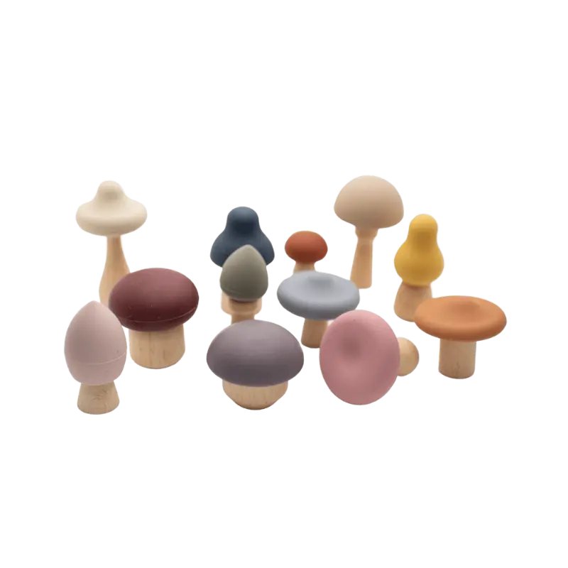 Mushroom Toy | Wood & Silicone + Imaginative + Montessori - MOKEE Baby