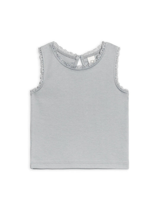 Organic Baby & Kids Selene Lace Tank - Mist - MOKEE Baby