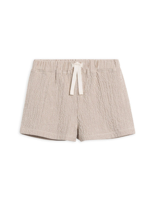 Organic Kids Nixie Seersucker Short - Shore Stripe / Truffle - MOKEE Baby