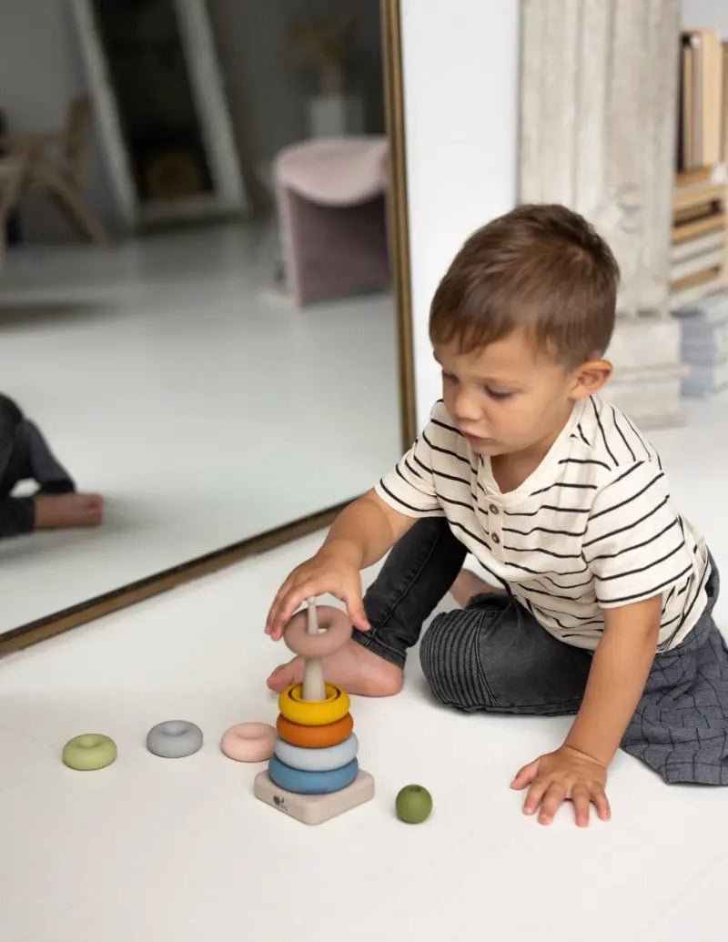 Ring Stacking Toy + Silicone + Teething + Sorting & Montessori - MOKEE Baby