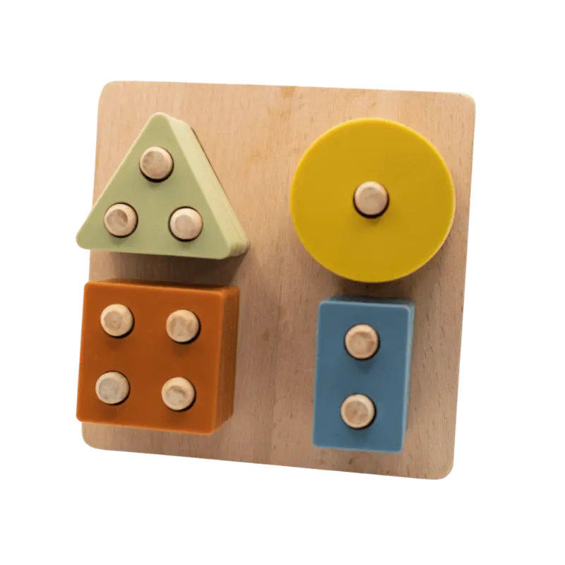 Shape Puzzle Toy + Geometric + Wood & Silicone + Montessori